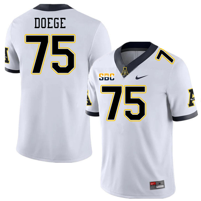 Men #75 Felix Doege Appalachian State Mountaineers College Football Jerseys Stitched-White